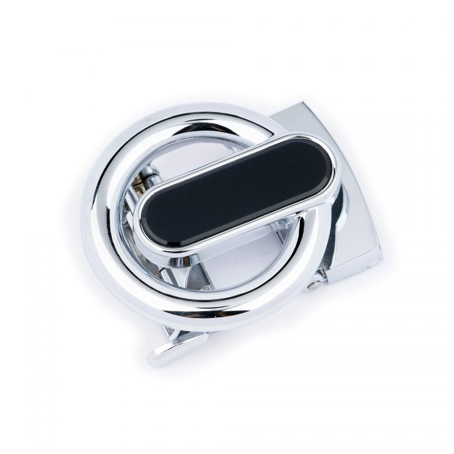 silver round ratchet buckle for womens belts 1