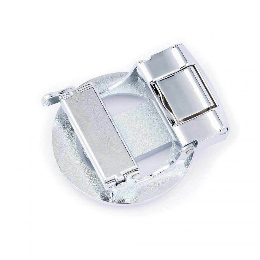 silver round ratchet buckle for womens belts 5