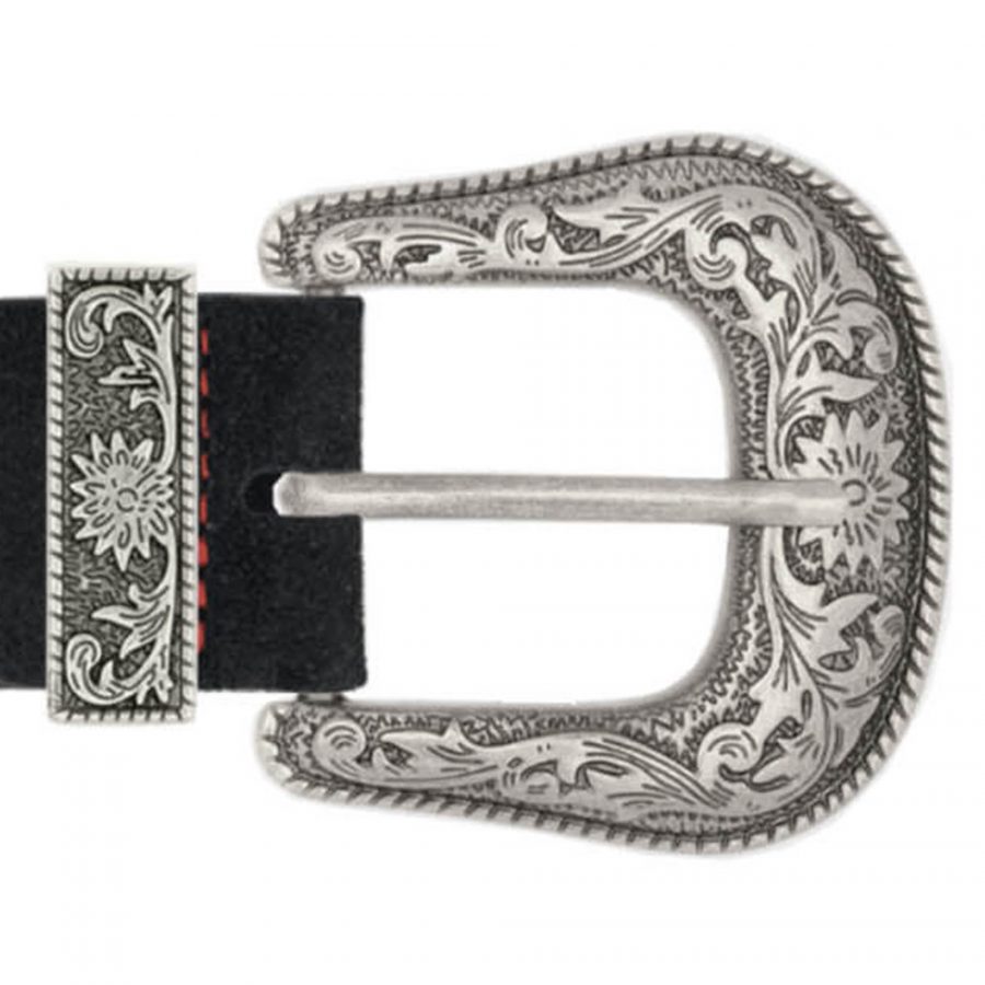 suede black ranger belt red stitching copy