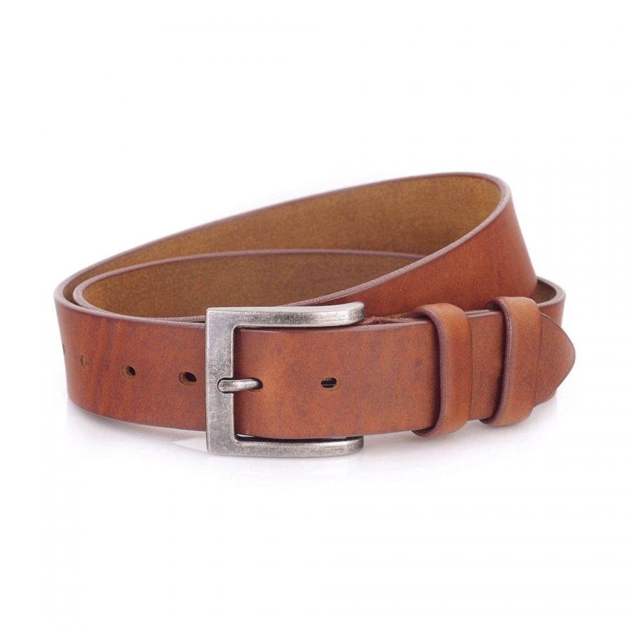 tan cowhide mens belt for jeans thick leather wide 1