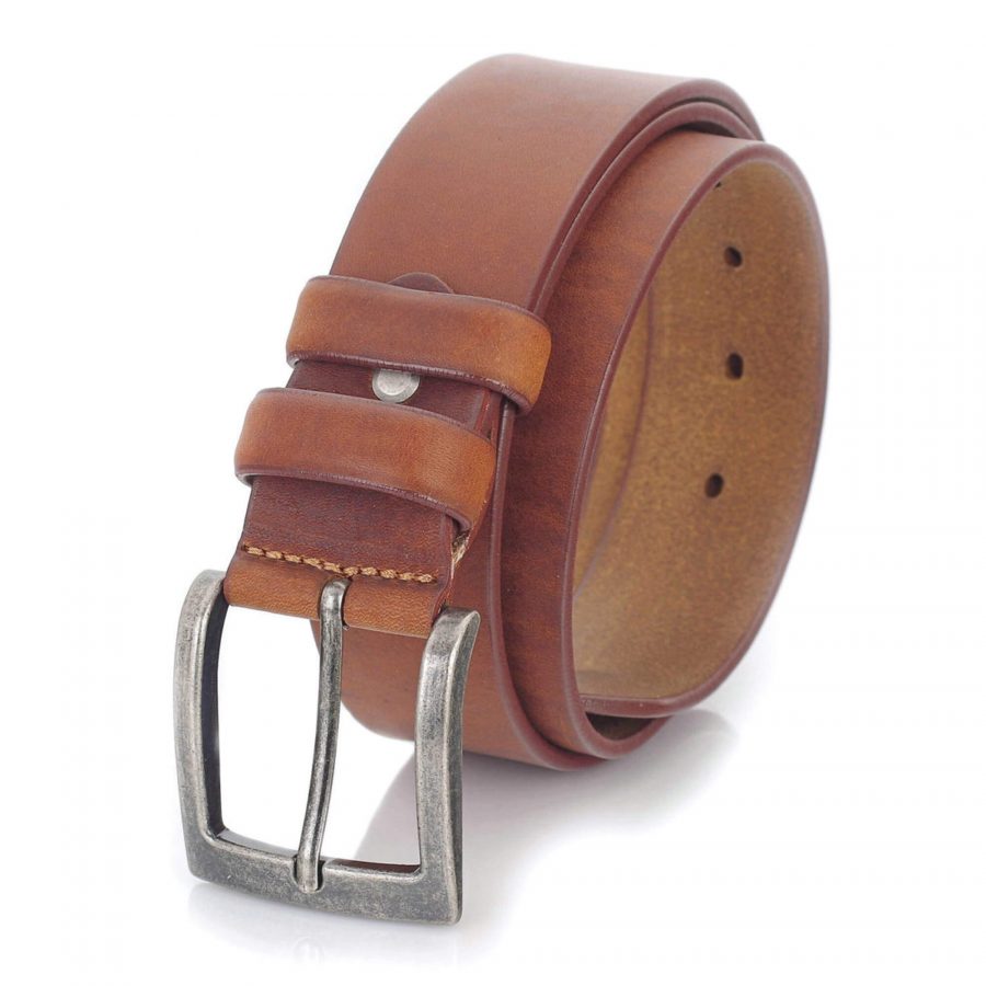 tan cowhide mens belt for jeans thick leather wide 2
