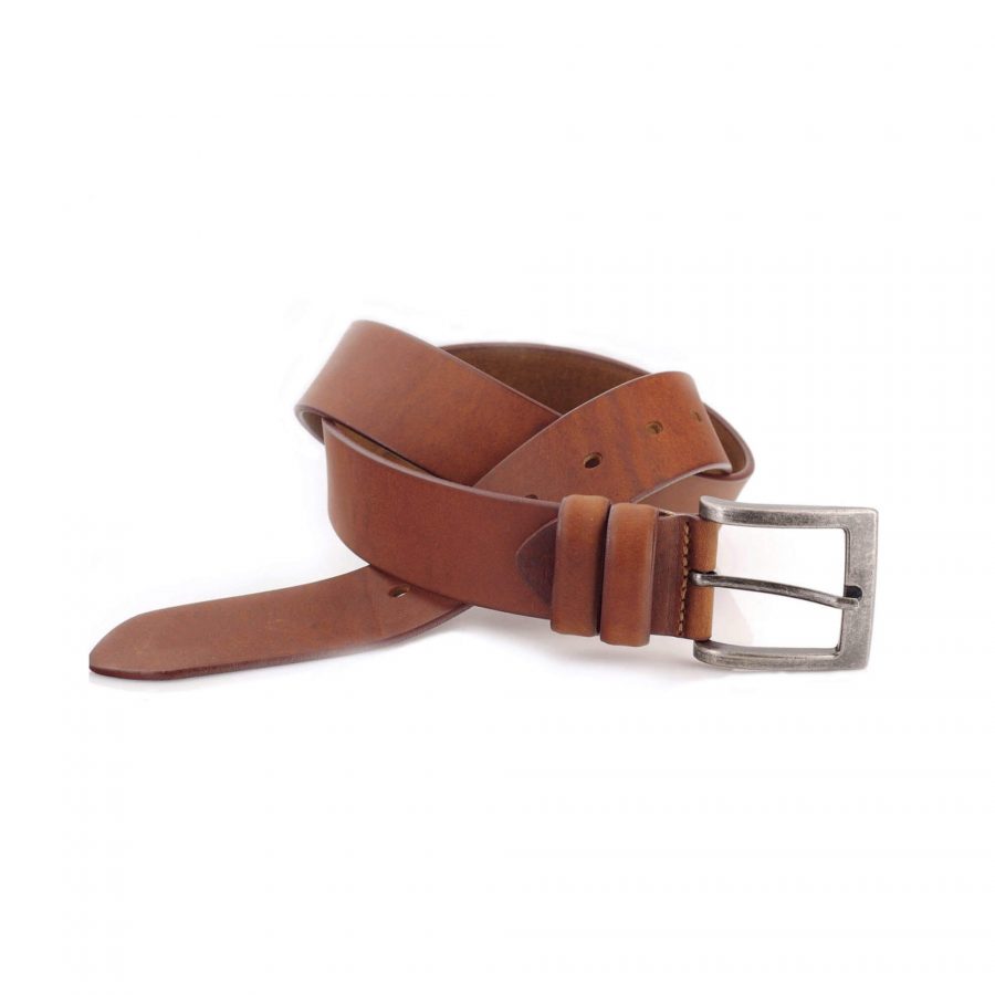 tan cowhide mens belt for jeans thick leather wide 4