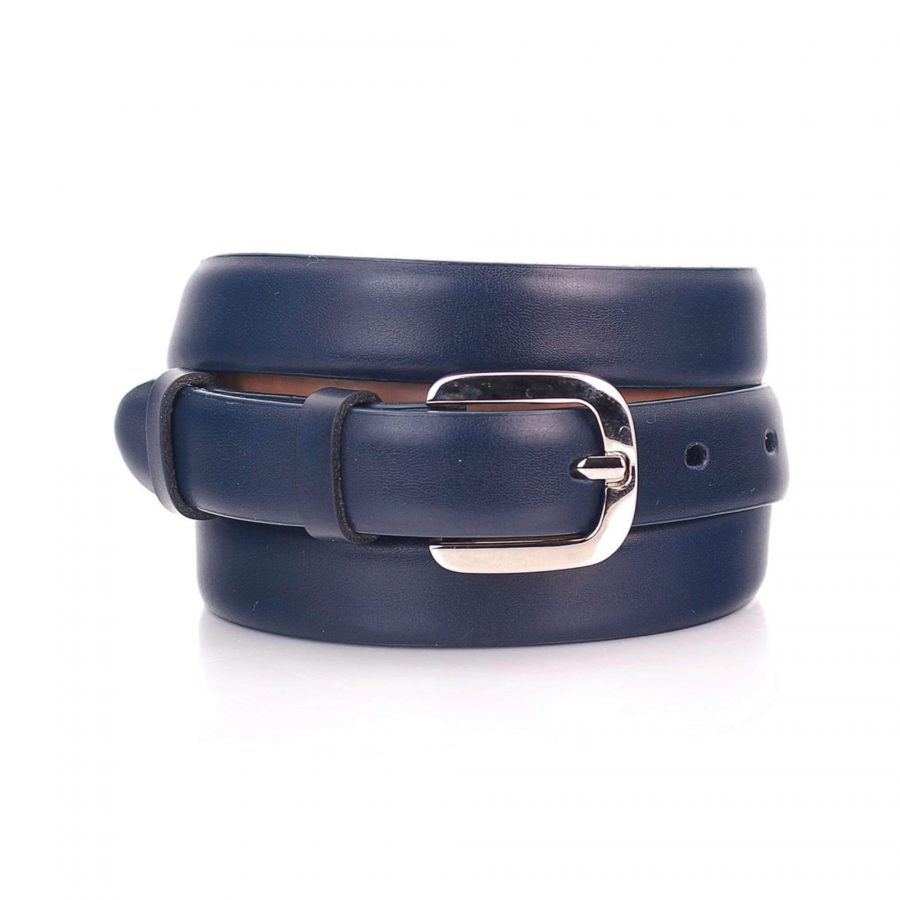thin lady navy blue leather belt for dress 1