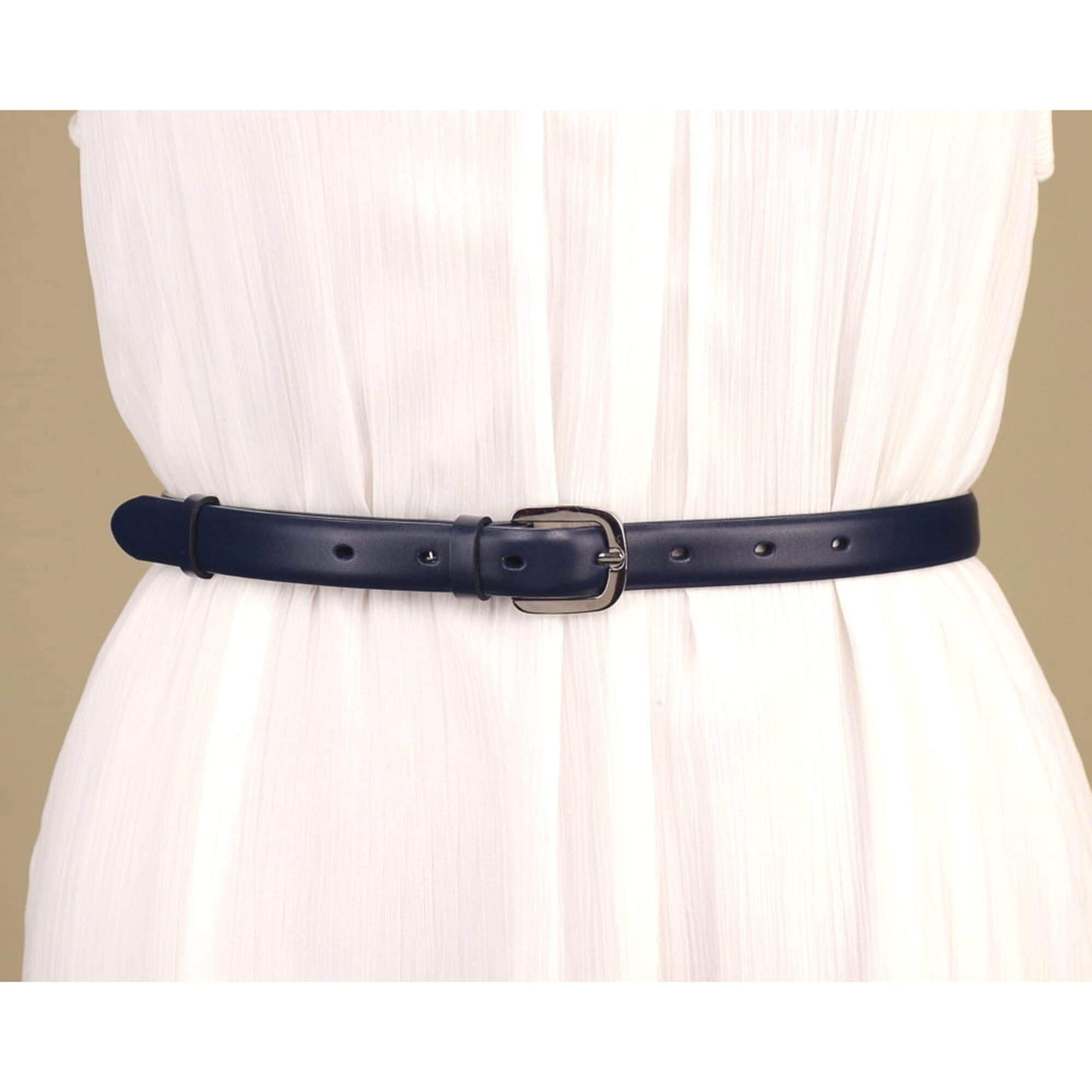 Buy Thin Lady Navy Blue Leather Belt For Dress | LeatherBelts
