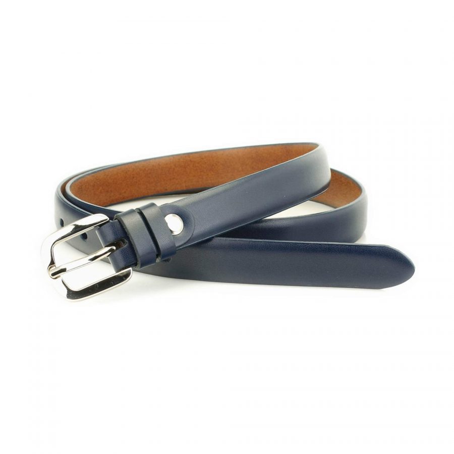 thin lady navy blue leather belt for dress 3