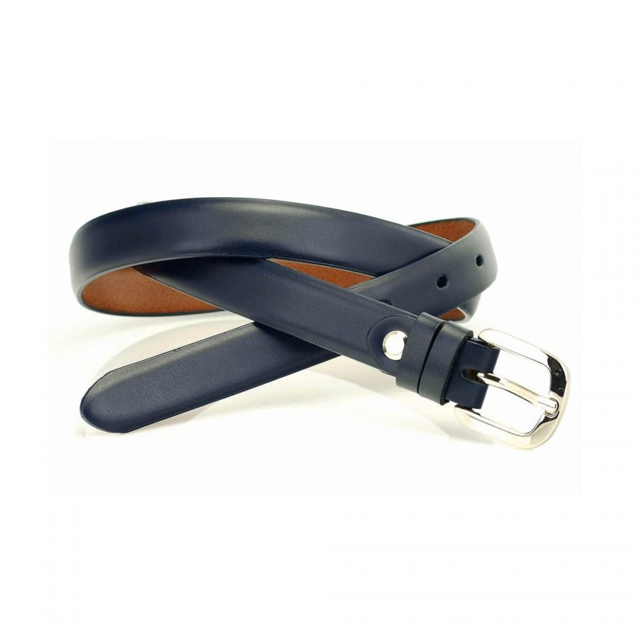 thin lady navy blue leather belt for dress 4