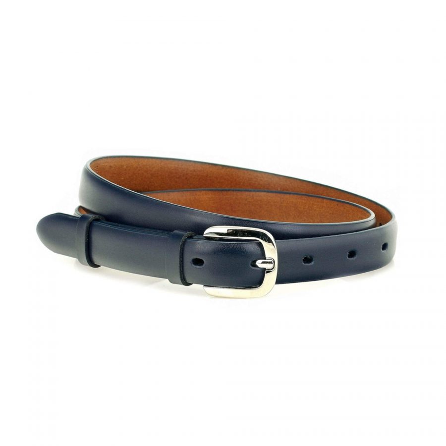 thin lady navy blue leather belt for dress 5