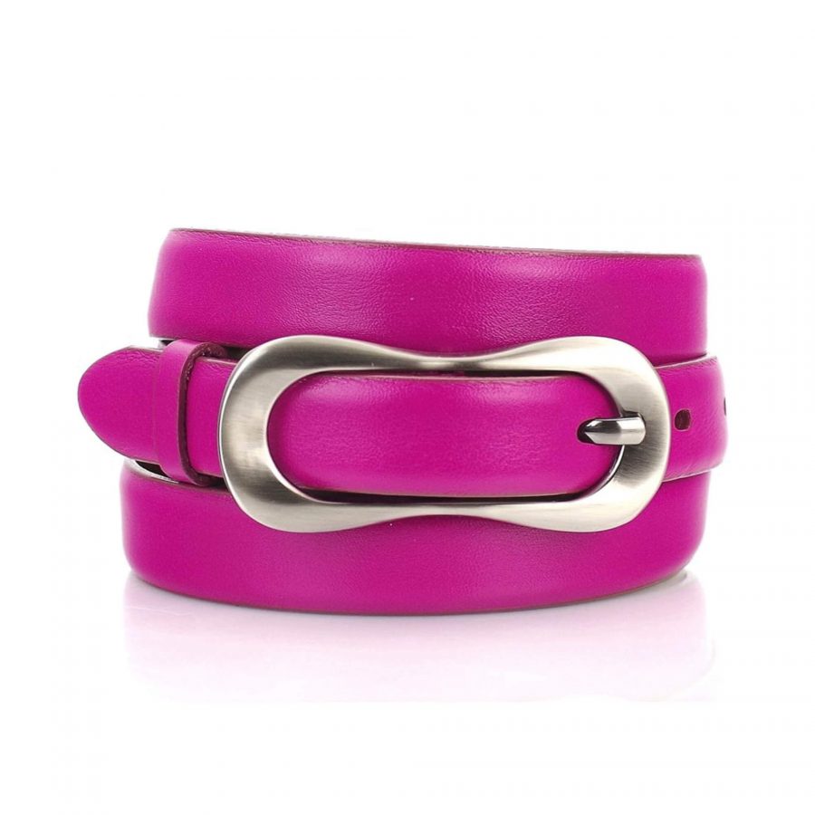 thin women pink belt for dress genuine leather 1