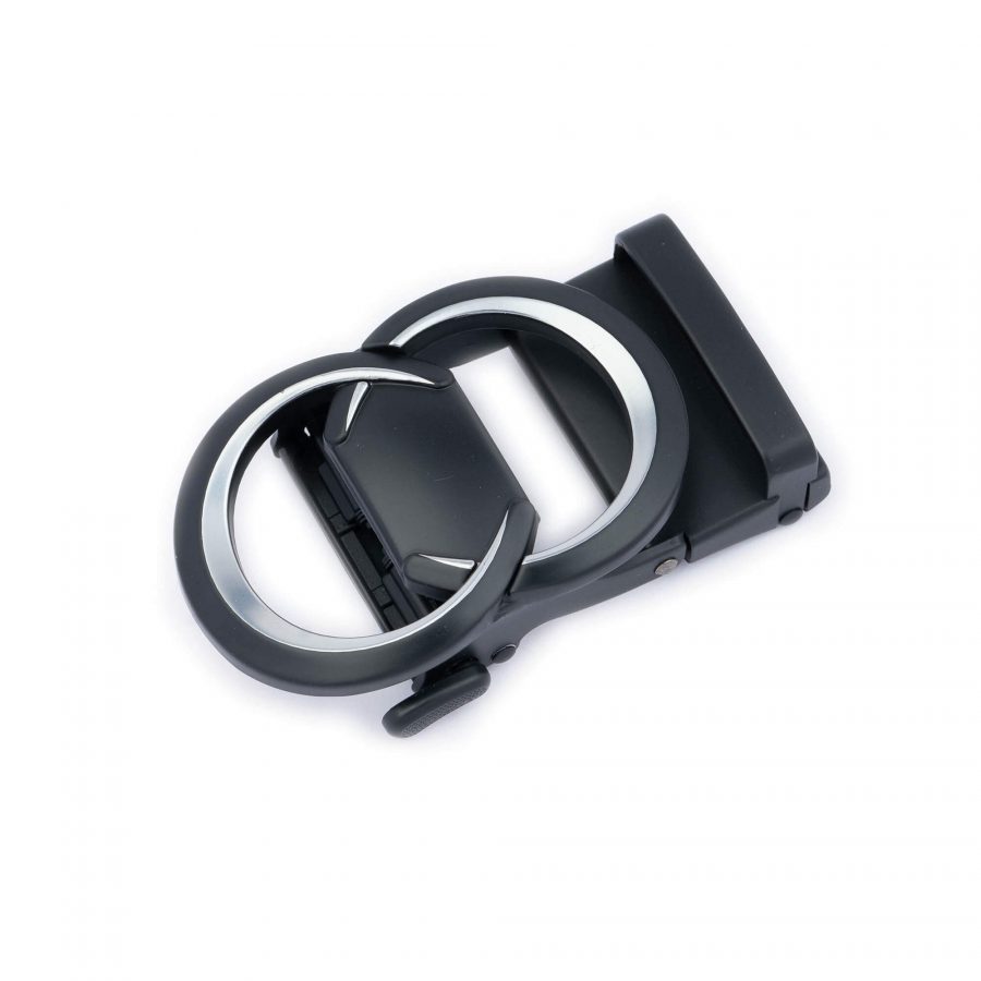 two circle ratchet belt buckle replacement black silver 1