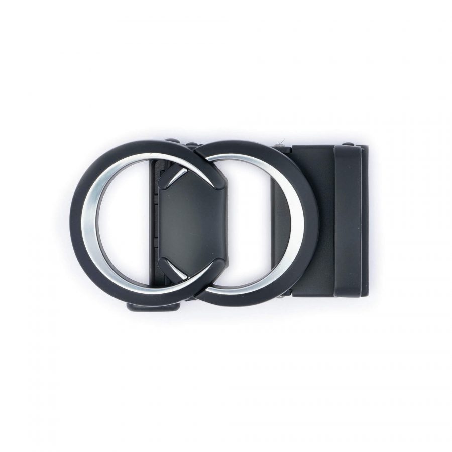 two circle ratchet belt buckle replacement black silver 2