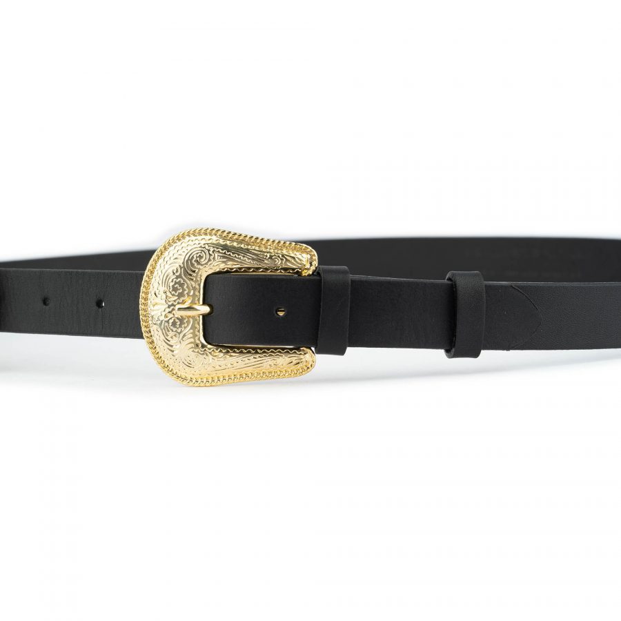 western double buckle belt gold black 2