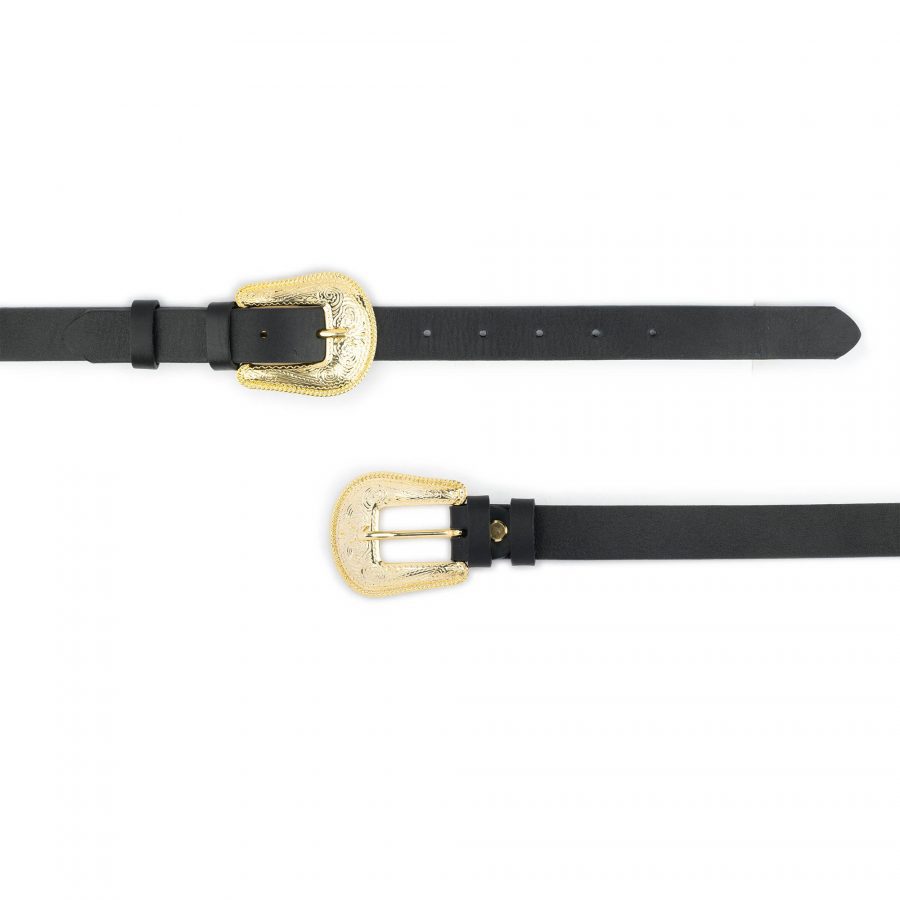western double buckle belt gold black 4