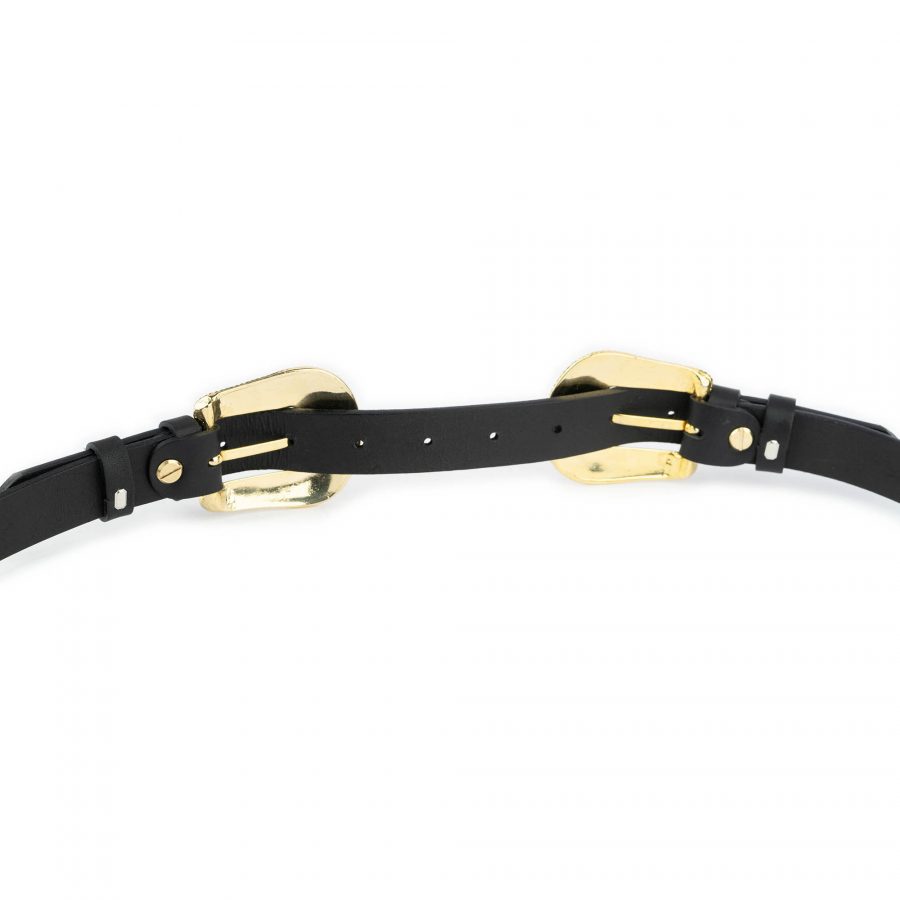 western double buckle belt gold black 7