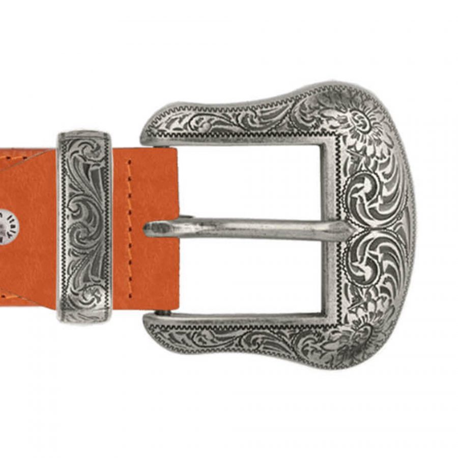 wide tan western ranger belt with silver buckle copy