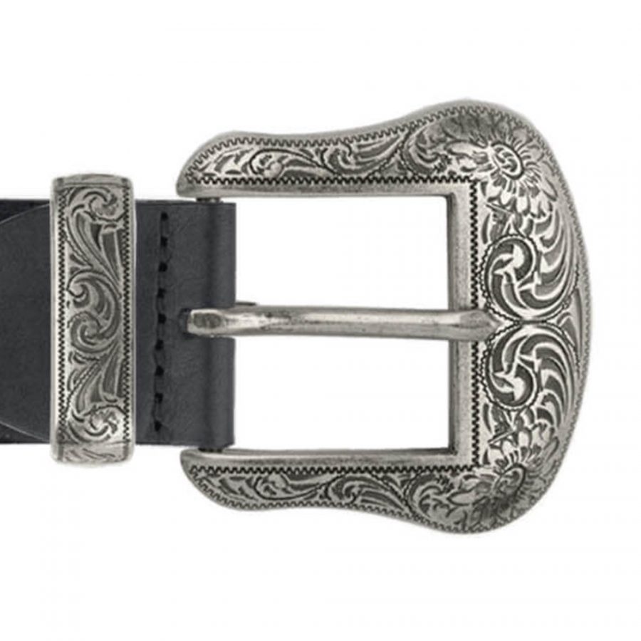 wide western wear mens belt for jeans with silver buckle copy