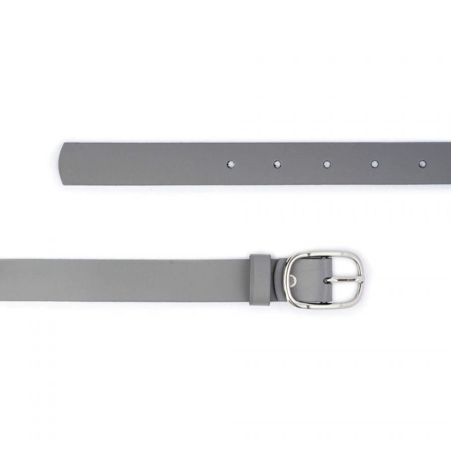 women s grey belt with oval buckle real leather 1 1 8 inch 2