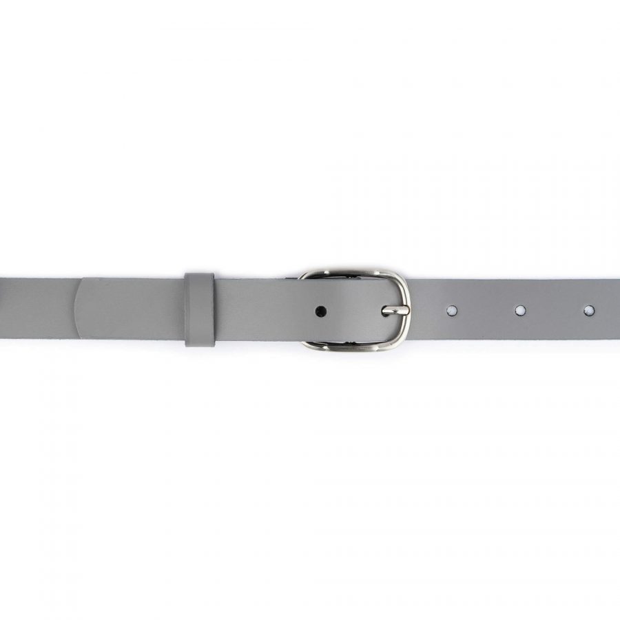 women s grey belt with oval buckle real leather 1 1 8 inch 4
