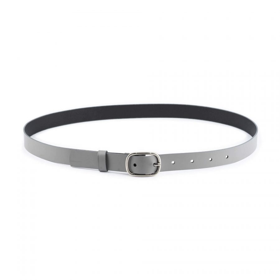 women s grey belt with oval buckle real leather 1 1 8 inch 9