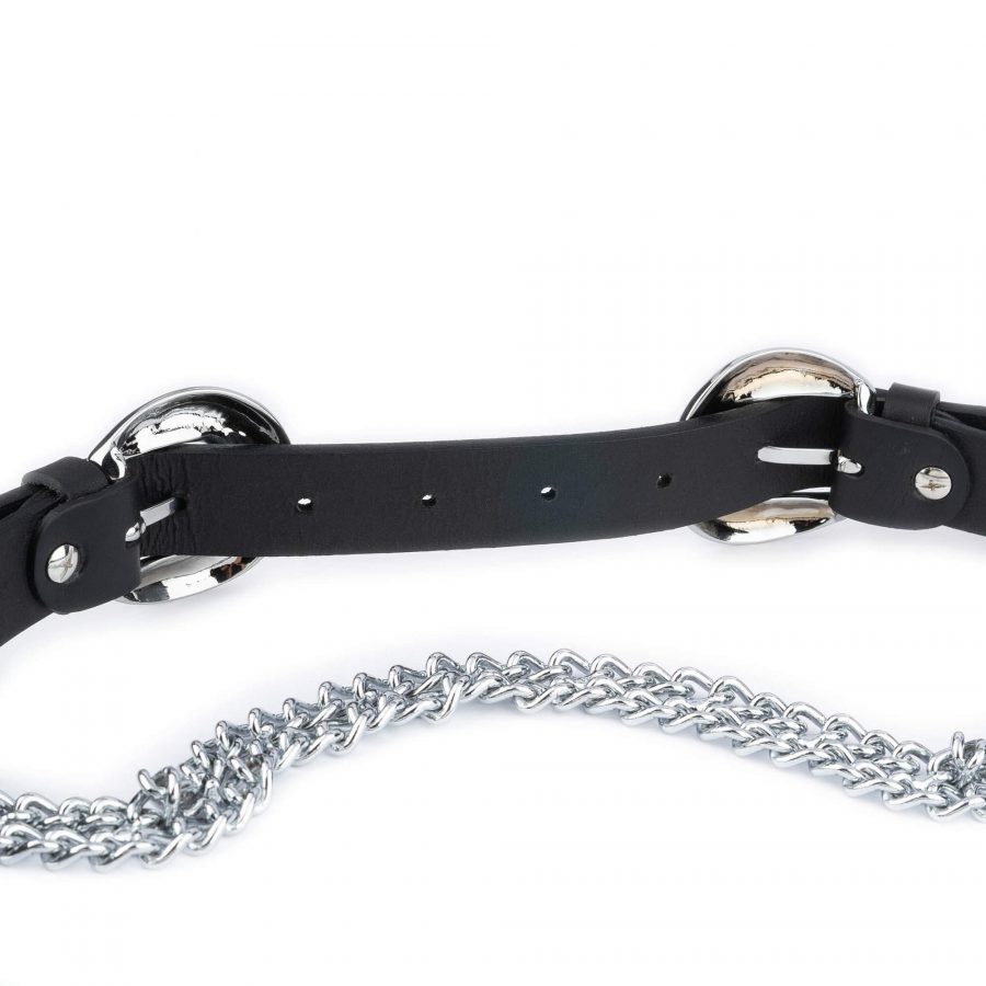 womens double buckle belt with silver chain 3