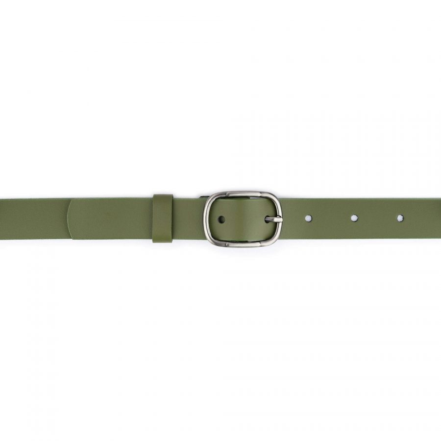 womens khaki green belt with buckle genuine leather 3