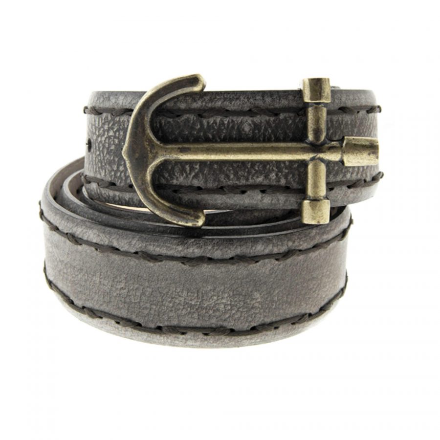 anchor buckle leather belt for men gray 3 5 cm 351147 1