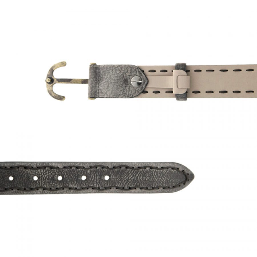 anchor buckle leather belt for men gray 3 5 cm 351147 2