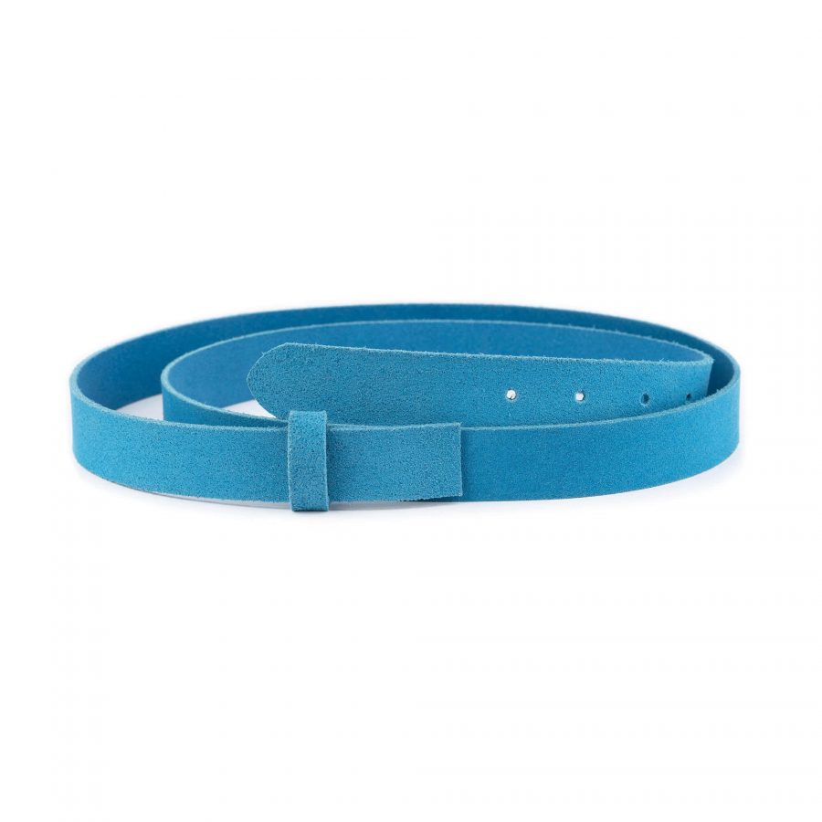 azure blue suede belt strap for buckles replacement 1 inch 1