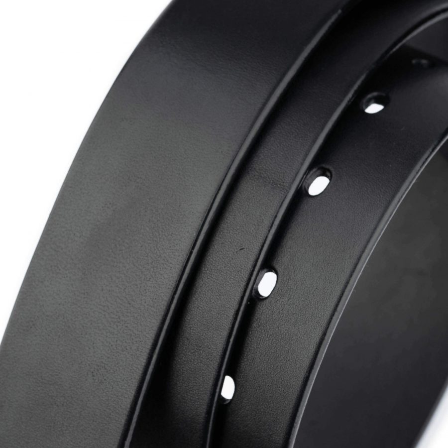 black wide leather strap for belt with hole for buckle 1 1 2 inch 7