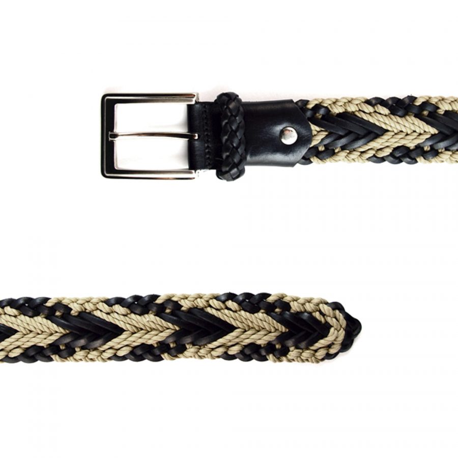 braided belt for shorts men black beige 351007 2