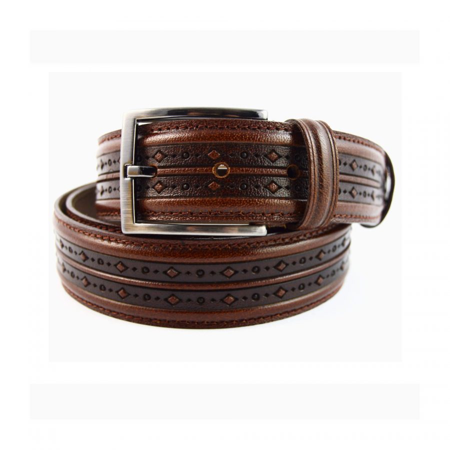 brown leather fancy mens belts for jeans 351064 1