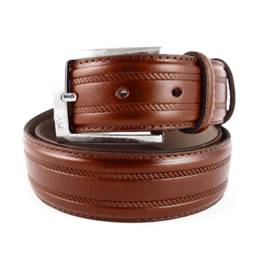brown mens belt cognac genuine leather 351076 1