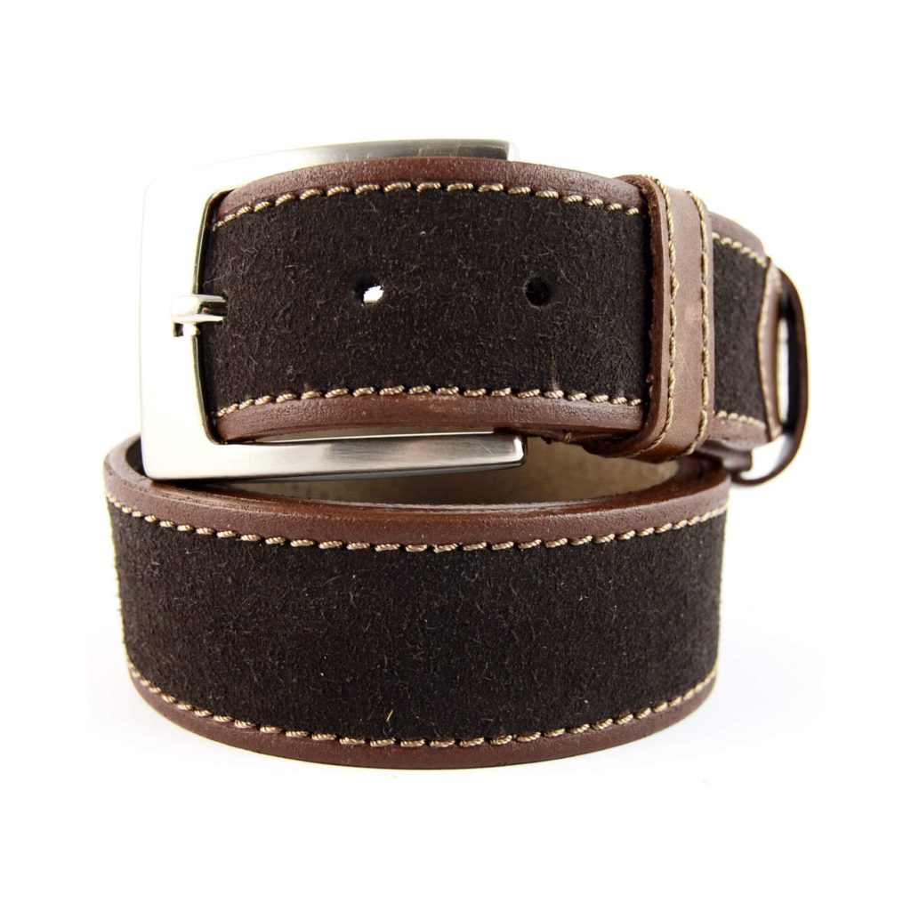 Suede and leather belt