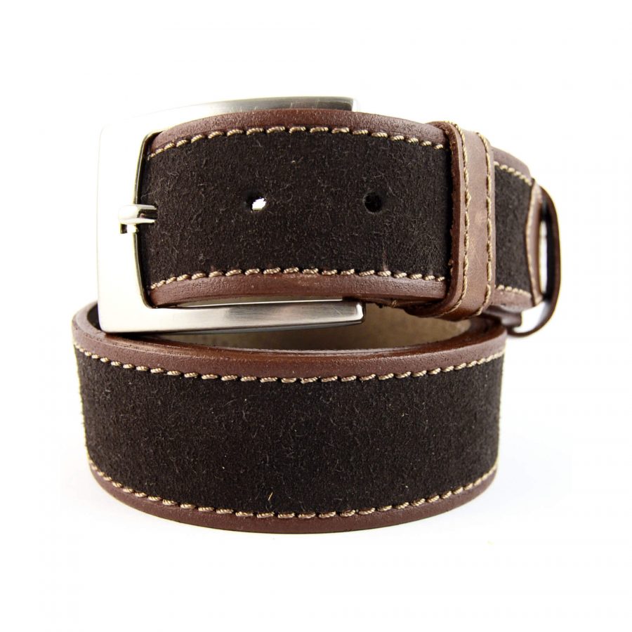 brown suede leather belt with buckle 351050 1