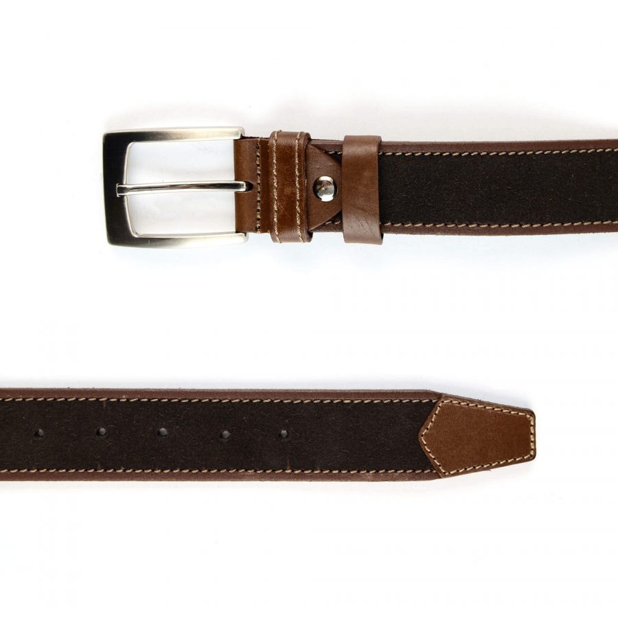 brown suede leather belt with buckle 351050 3
