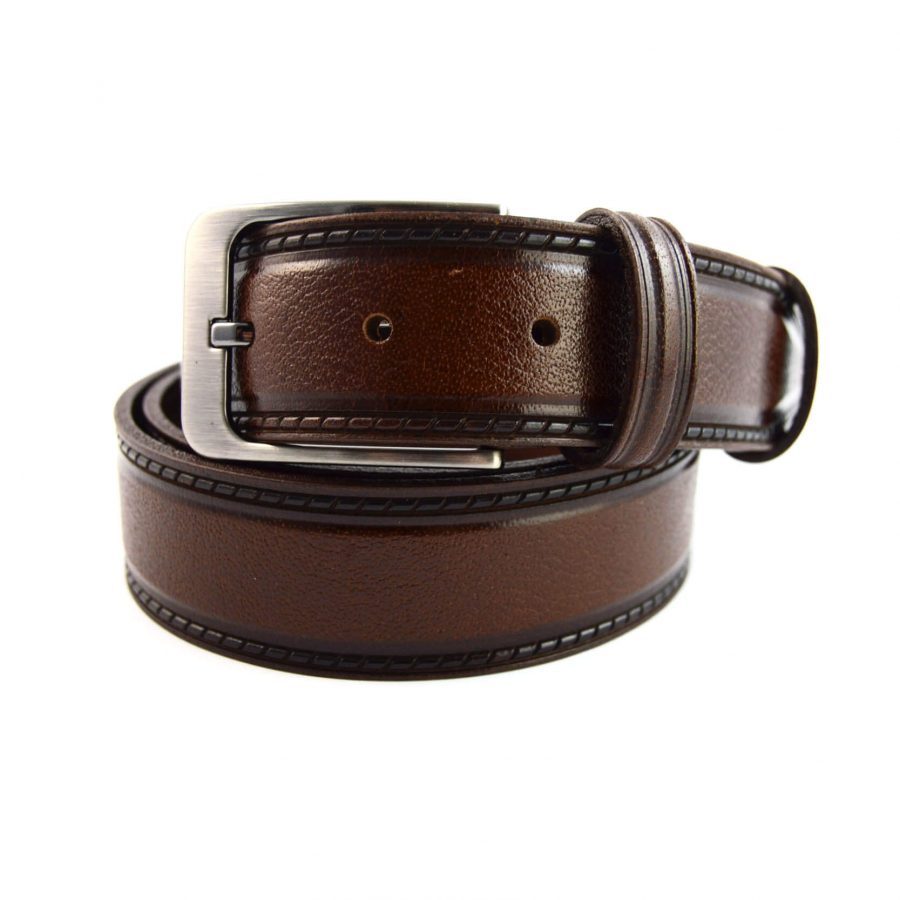 chinos belt for men genuine brown leather 351069 1