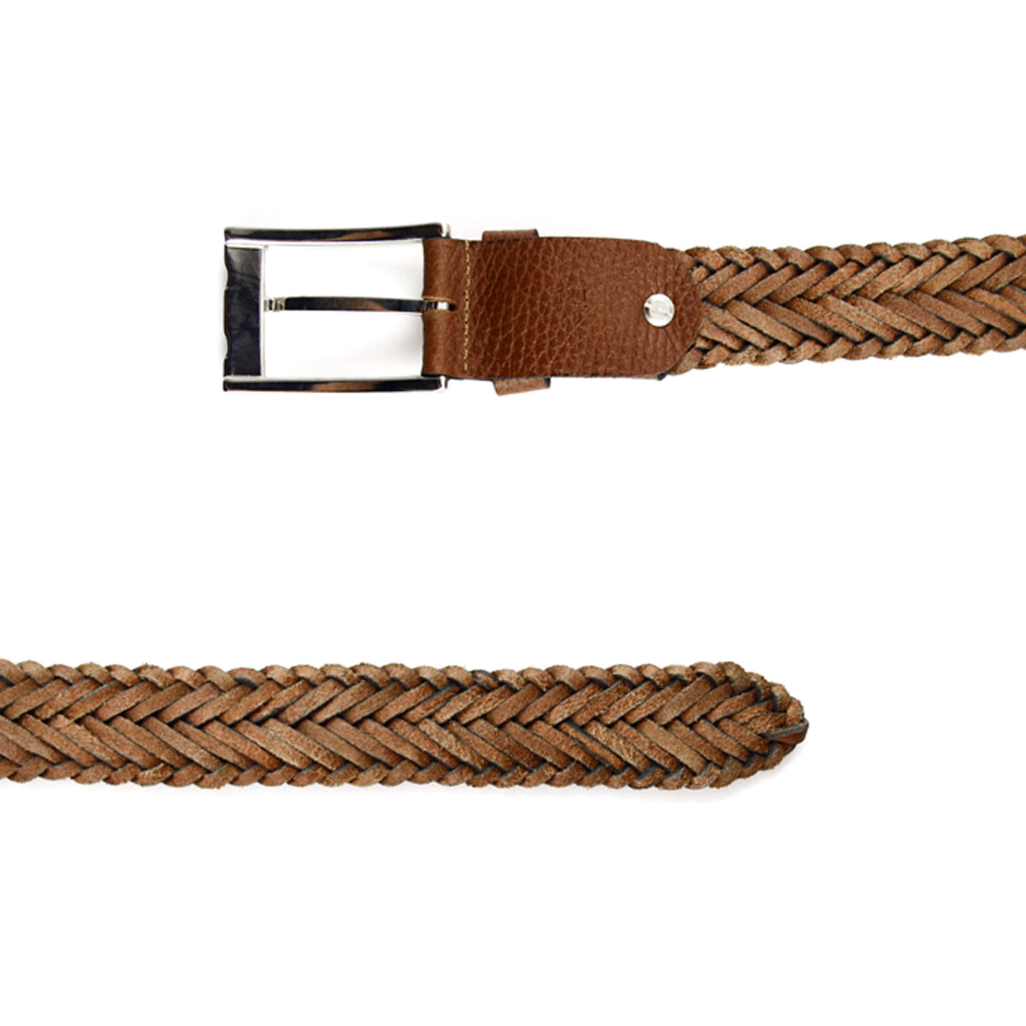 Buy Full Grain Leather Men's Belt - Woven Tan Brown