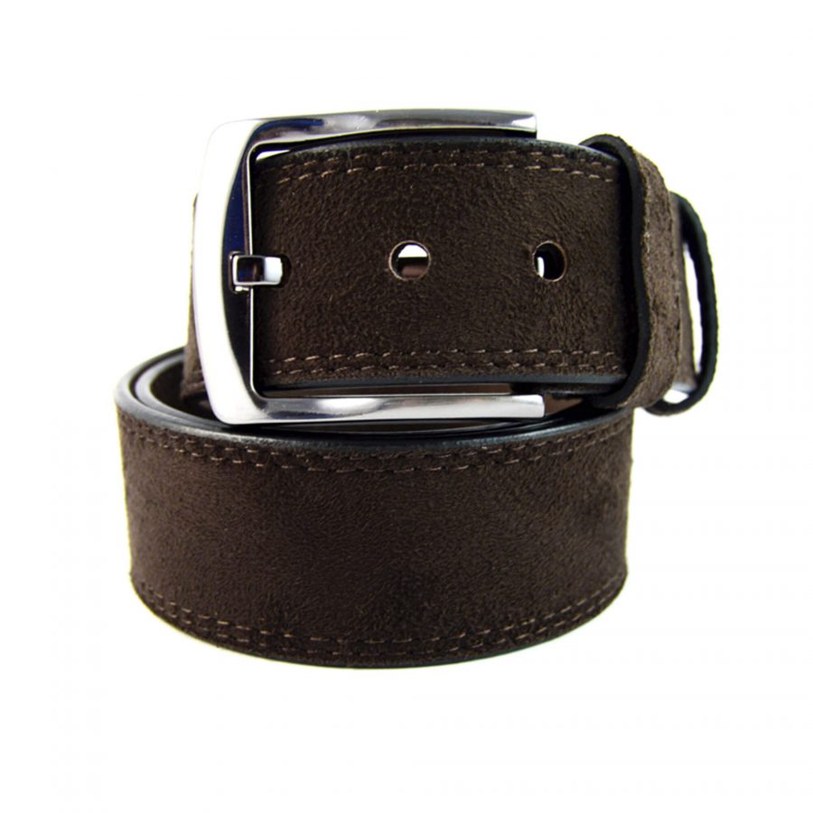 mens coffee brown suede belt genuine leather 351042 1
