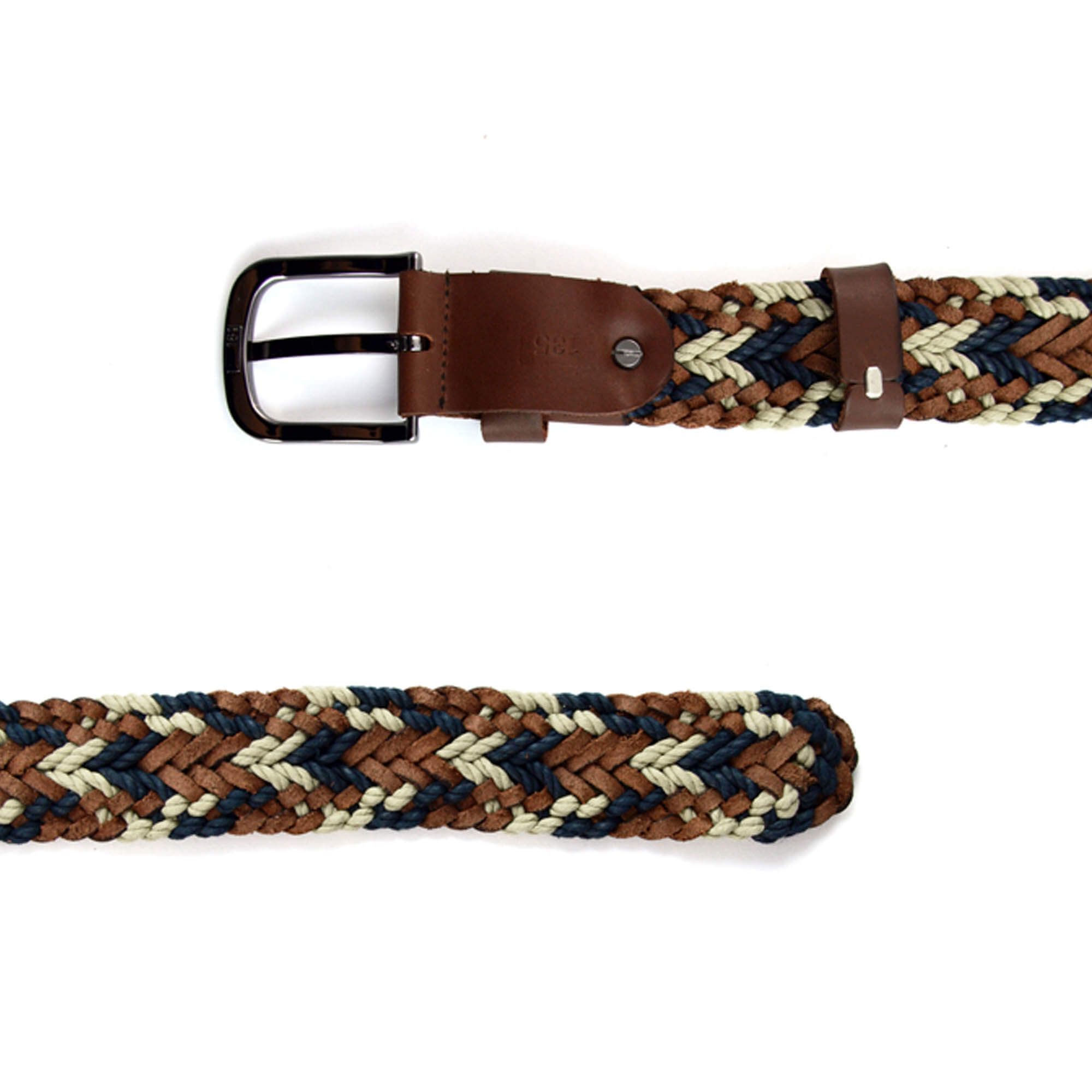 Buy Mens Comfort Belt - Colorful Braided Brown Leather
