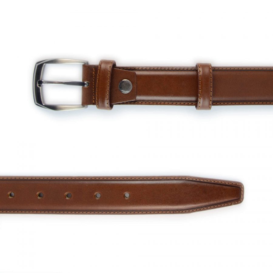 mens leather belt cognac feather edge 351125 2