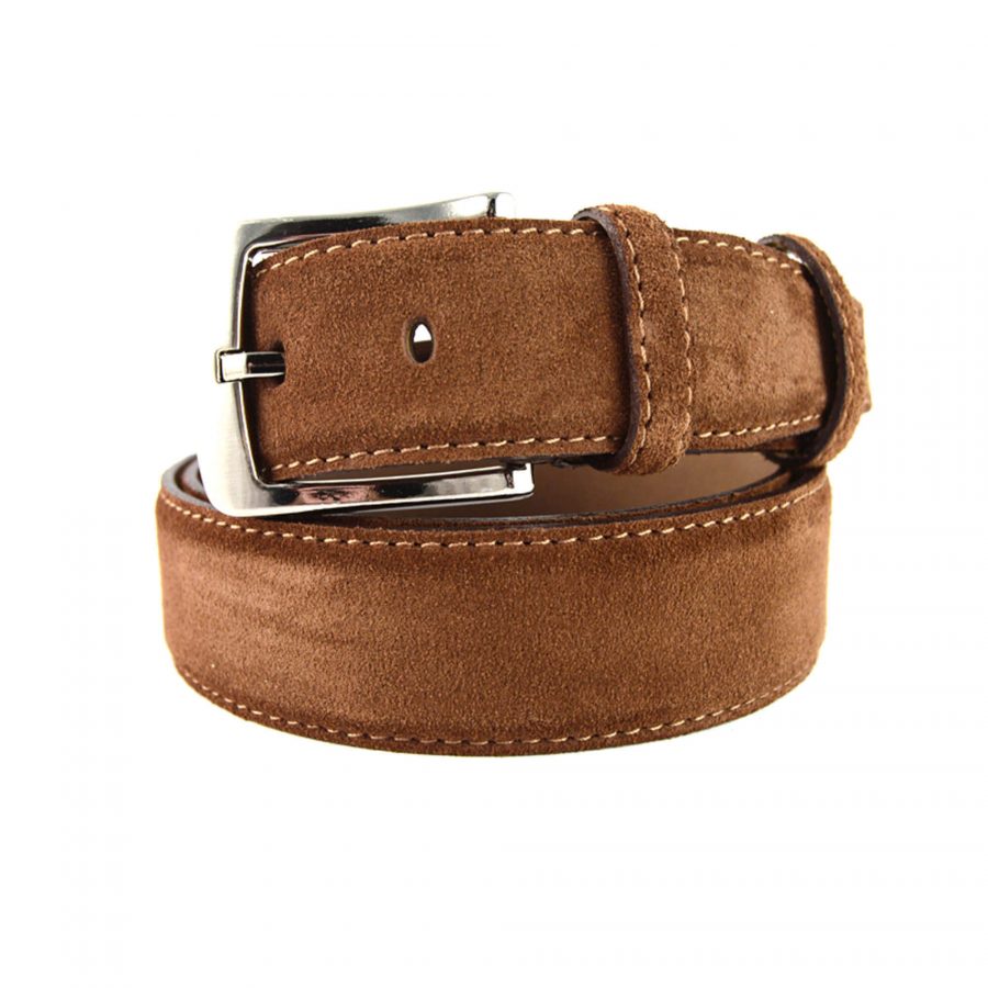mens tan brown suede belt real leather 351033 1