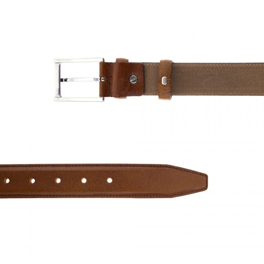 mens tan formal belt calfskin leather 351144 2