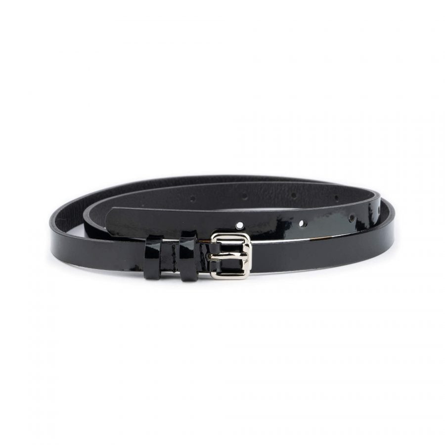 skinny women s patent leather belt for dress black 1 5 cm 1