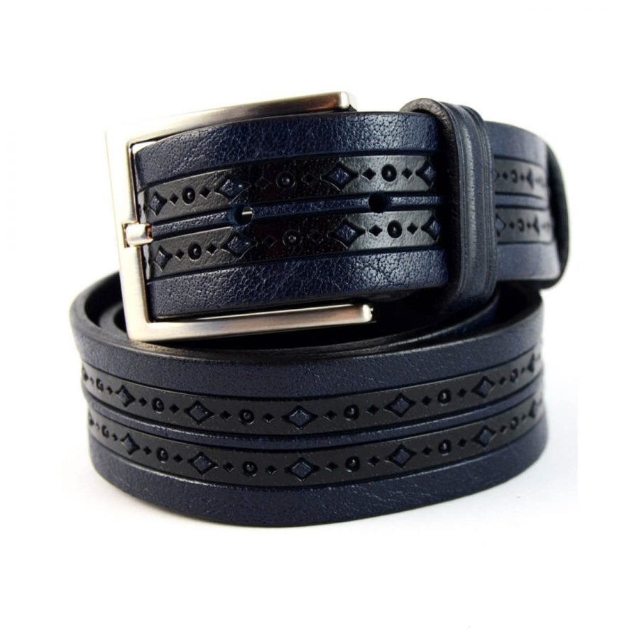 stylish navy leather mens belt for jeans 351084 1