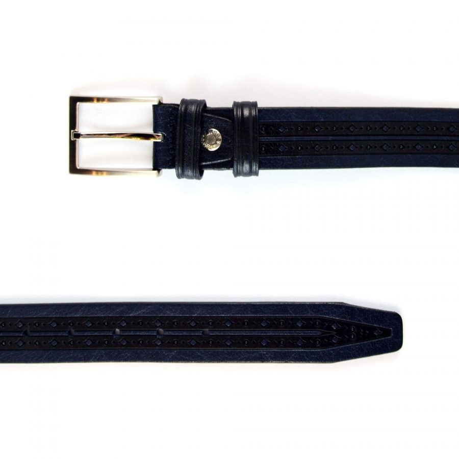 stylish navy leather mens belt for jeans 351084 3