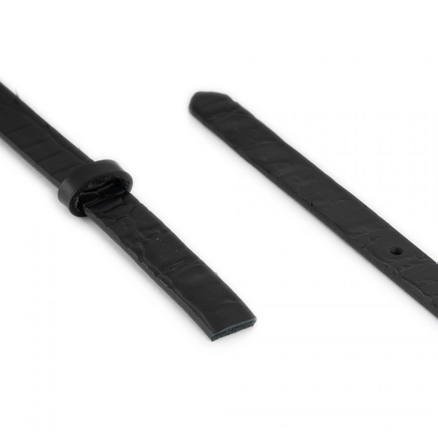thin replacement belt strap 15 mm black croco embossed 4