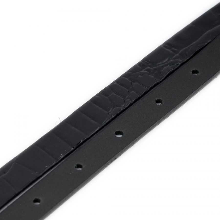 thin replacement belt strap 15 mm black croco embossed 5