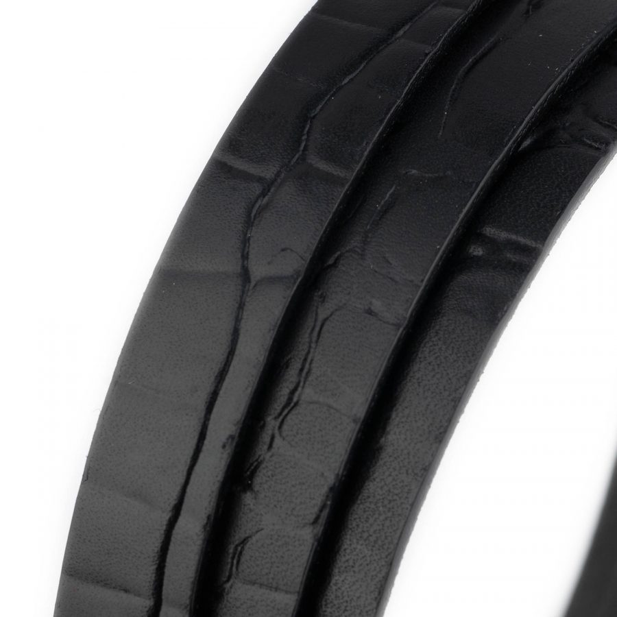 thin replacement belt strap 15 mm black croco embossed 6