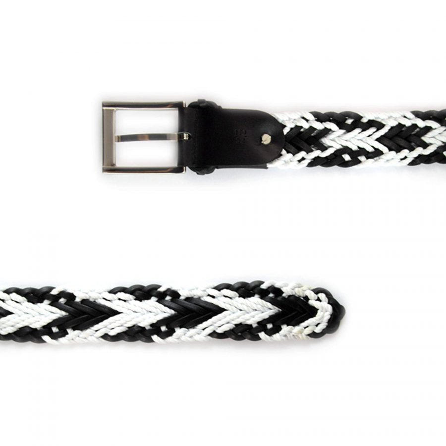 white black braided mens belt for shorts 351008 2