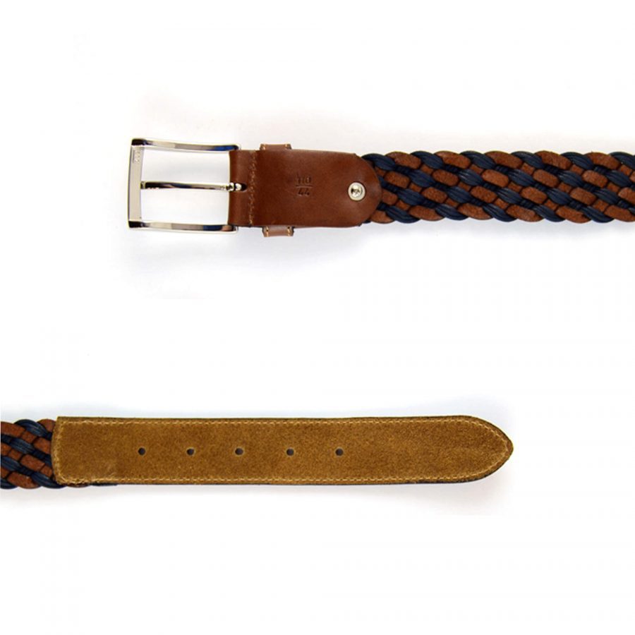 woven leather golf belt brown navy blue 351030 3