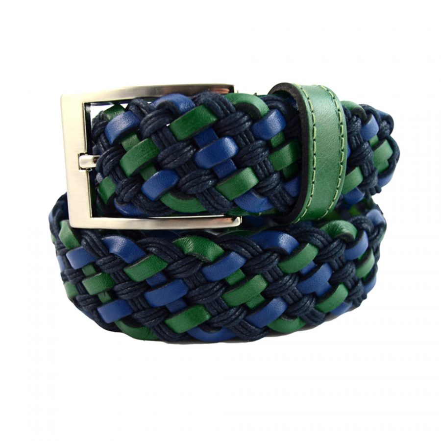 woven summer belts for shorts green blue leather 351018 1